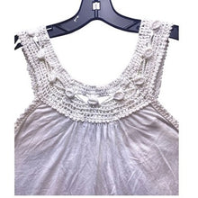 Load image into Gallery viewer, Kaktus Shirt Womens Large White Viscose Crochet Sleeveless Costal Beachy
