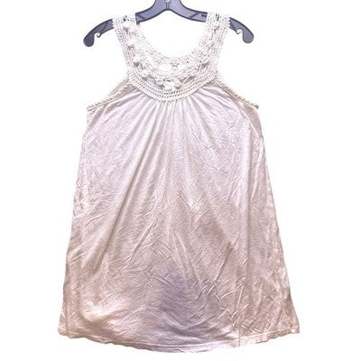 Kaktus Shirt Womens Large White Viscose Crochet Sleeveless Costal Beachy