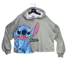 Load image into Gallery viewer, Disney Stitch Hoodie Womens Small Cropped AOP Pullover Sweatshirt Streetwear
