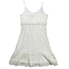 Load image into Gallery viewer, AQUA Dress Womens Small White Floral Lace Ruffle Mini Crochet Beachy Bridal
