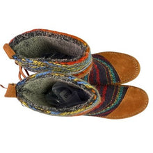 Load image into Gallery viewer, Toms Moccasin Boots Womens 6.5 Rainbow Knit Aztec Southwest Sustainable
