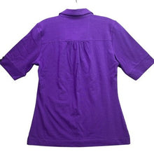 Load image into Gallery viewer, Trigelle Polo Shirt Women Medium Preppy Academia Office Career Button Detail

