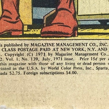 Load image into Gallery viewer, 1971 Captain America Comic Book #139 15 Cent Cover Advertising
