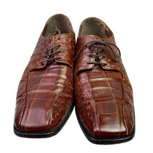 Load image into Gallery viewer, Stacy Adams Shoes Mens 13M Brown Leather Ostrich Embossed Square Toe Oxford
