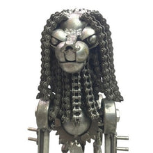 Load image into Gallery viewer, Lion Sculpture Scrap Recycled Metal Art Steampunk Industrial Figurine
