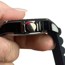 Load image into Gallery viewer, Techno KING Watch Black Chronograph Rhinestone Bezel Silicone Strap
