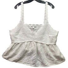 Load image into Gallery viewer, Forever 21+ Shirt Womens 1XL White Chrochet Cropped Flowy Boho Hippie Festival
