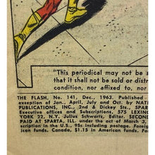 Load image into Gallery viewer, 1963 The Flash Comic Book #141 Vintage Collectible Silver Age Advertising
