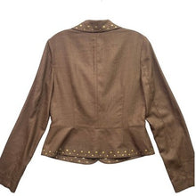 Load image into Gallery viewer, Grace Elements Blazer Womens 4 Brown Western Studded Jacket Career Professional
