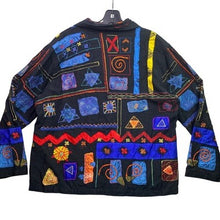 Load image into Gallery viewer, Chicos Design Shirt Womens 1XL Embroidered AOP Jacket Wearable Art Streetwear
