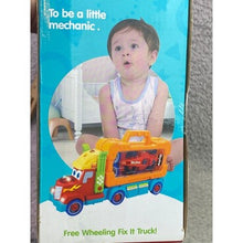 Load image into Gallery viewer, Semi-Truck Trailer Playset Lights Music Racecar Toy Toolbox Kids 3+ 36 Pieces

