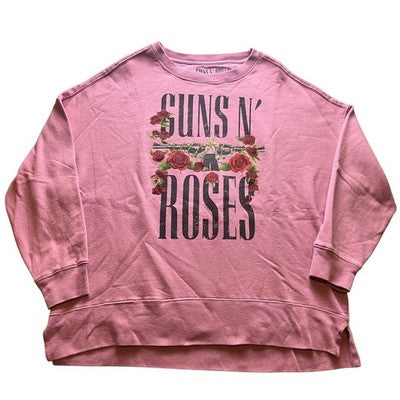 Guns N' Roses Sweatshirt Womens Extra Large Pink Oversized Baggy Spellout