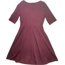 Load image into Gallery viewer, Connected Apparel Dress Womens 6 Burgundy Lace Textured V-Neck Fit and Flare

