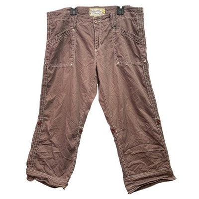 Organic Cotton Pants Womens 12 Tan Capri Convertible Beachy Costal Preppy