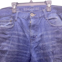 Load image into Gallery viewer, Ring of Fire Jeans Mens 38x32 Blue Denim Straight Shadow Academia Streetwear
