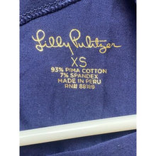 Load image into Gallery viewer, Lilly Pulitzer Shirt Womens Extra Small Navy Bell Sleeve Spandex Stretch Waverly
