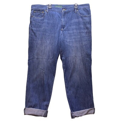 Ralph Lauren Jeans Womens 16 Cropped Relaxed Cuffed Denim Boyfriend Blue Mature