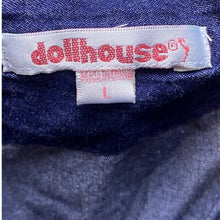 Load image into Gallery viewer, Dollhouse Dress Womens Large Ruffle Sundress Strappy Flirty Spaghetti Denim Blue

