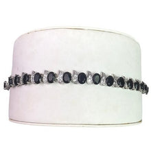 Load image into Gallery viewer, Oval Black Gemstone Crystal Bracelet Silver Tone Cocktail Festival Gift Box
