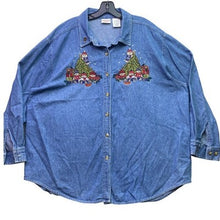 Load image into Gallery viewer, Bobbie Brooks Shirt Womans 22/24 Denim Embroidered Christmas Bears Mature
