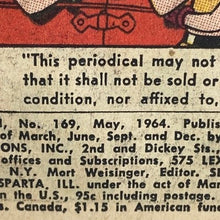 Load image into Gallery viewer, 1964 Superman DC Comic Book #169 12 Cents Advertising Silver Age
