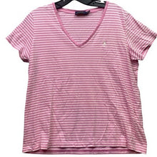 Load image into Gallery viewer, Polo Ralph Lauren Shirt Womens Large Pink Striped V-Neck Preppy Academia Mature
