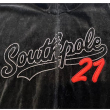 Load image into Gallery viewer, Vintage South Pole Sweatshirt Mens Medium Black Velour Full Zip Spell Out Y2K

