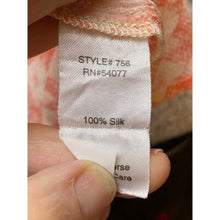 Load image into Gallery viewer, Cabi Blouse Womens Large Button Down Silk Tunic High Low Hem Geometric Sheer
