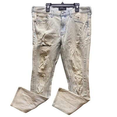 PacSun Jeans Mens 32X30 Lightwash Thrashed Distressed Skinny Ripped Destroyed