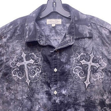 Load image into Gallery viewer, Eighty Eight Shirt Mens Large Gray Tie Dye Rockabilly Button Up Western Cross
