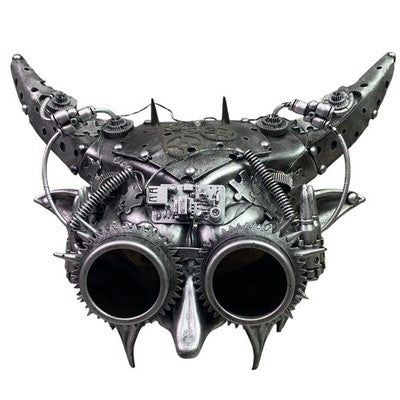 Steampunk Mask Horned Beast Goggles Costume Accessory Cosplay Prop Silver