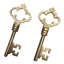 Load image into Gallery viewer, 2 Brass Skeleton Keys 3" long
