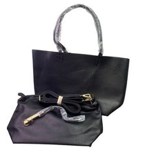Load image into Gallery viewer, Black Tote Bag &amp; Shoulder Bag Combo Crossbody Reversible Charm Adjustable NWT
