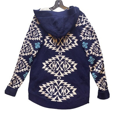 Pendleton Sweater Womens Medium Wool Blend Cardigan Hooded Navajo Aztec Tribal