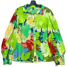 Load image into Gallery viewer, Gomorn Blouse Womens Large Floral AOP Sheer Vacation Travel Beachy Office Career
