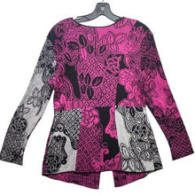 Load image into Gallery viewer, Zozo Sweater Womens Medium Cardigan Floral Patchwork Festival Artsy Abstract
