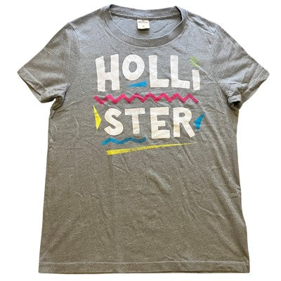 Hollister Shirt Mens Medium Retro Spell Out Preppy Academia Gray Streetwear