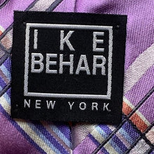 Load image into Gallery viewer, IKE BEHAR NEW YORK Necktie Mens Silk Plaid Lavender Blue Formal Career
