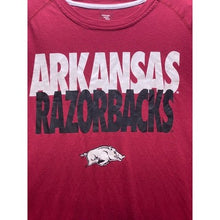 Load image into Gallery viewer, Arkansas Razorbacks Shirt Mens Large College Spell Out Logo Short Sleeve Red
