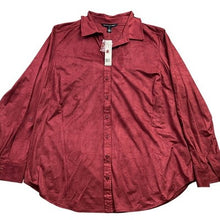 Load image into Gallery viewer, Zac &amp; Rachel Shirt Womens 2XL Wine Faux Suede Professional Career Mature NWT

