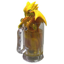 Load image into Gallery viewer, Pacific Giftware Yellow Dragon in Beer Mug Figurine 13120 Fantasy Collectible 7"
