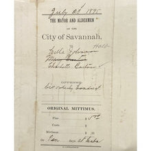 Load image into Gallery viewer, Antique 1895 Disorderly Conduct Judgement Court Paper Savanah GA Ephemera
