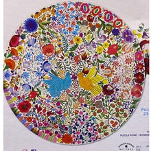 Load image into Gallery viewer, Eeboo Blue Bird Yellow Bird 500 Piece Round Jigsaw Puzzle Women Owned
