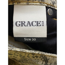 Load image into Gallery viewer, Grace in LA Pants Womens 30 Snakeskin Jeans Gold Metallic Stretch Festival
