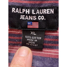 Load image into Gallery viewer, Ralph Lauren Jeans Co. Shirt Mens Extra Large Red Blue Striped Button Down
