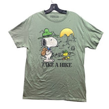 Load image into Gallery viewer, Peanuts Shirt Mens Medium Snoopy Take A Hike Green Graphic Cotton Blend
