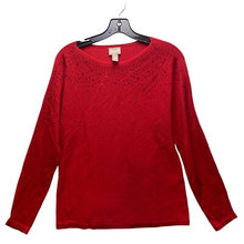 Load image into Gallery viewer, Chico's Sweater Womens Size 0 Embellished Sparkly Jewel Red Pullover Mature
