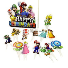 Load image into Gallery viewer, Super Mario Birthday Party Supplies Decorations Backdrop Cake Toppers Balloons
