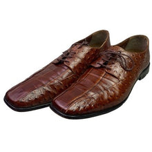 Load image into Gallery viewer, Stacy Adams Shoes Mens 13M Brown Leather Ostrich Embossed Square Toe Oxford
