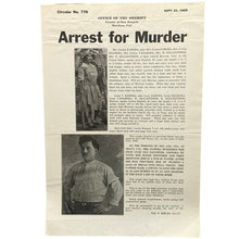 Load image into Gallery viewer, Antique 1925 Wanted Poster Ephemera Mother Murdered Child Photos Sheriff
